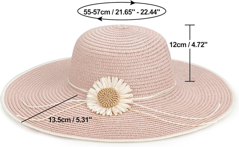 Naivlizer Women Wide Brim Sun Hat UPF50 Straw Summer Hat Floppy Beach Hat Roll-Up - Image 4